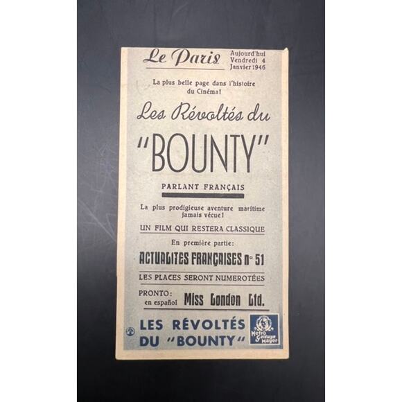 1946 Spanish Clark Gable Movie Herald Handbill Mutiny on the Bounty Hollywood - Picture 3 of 4